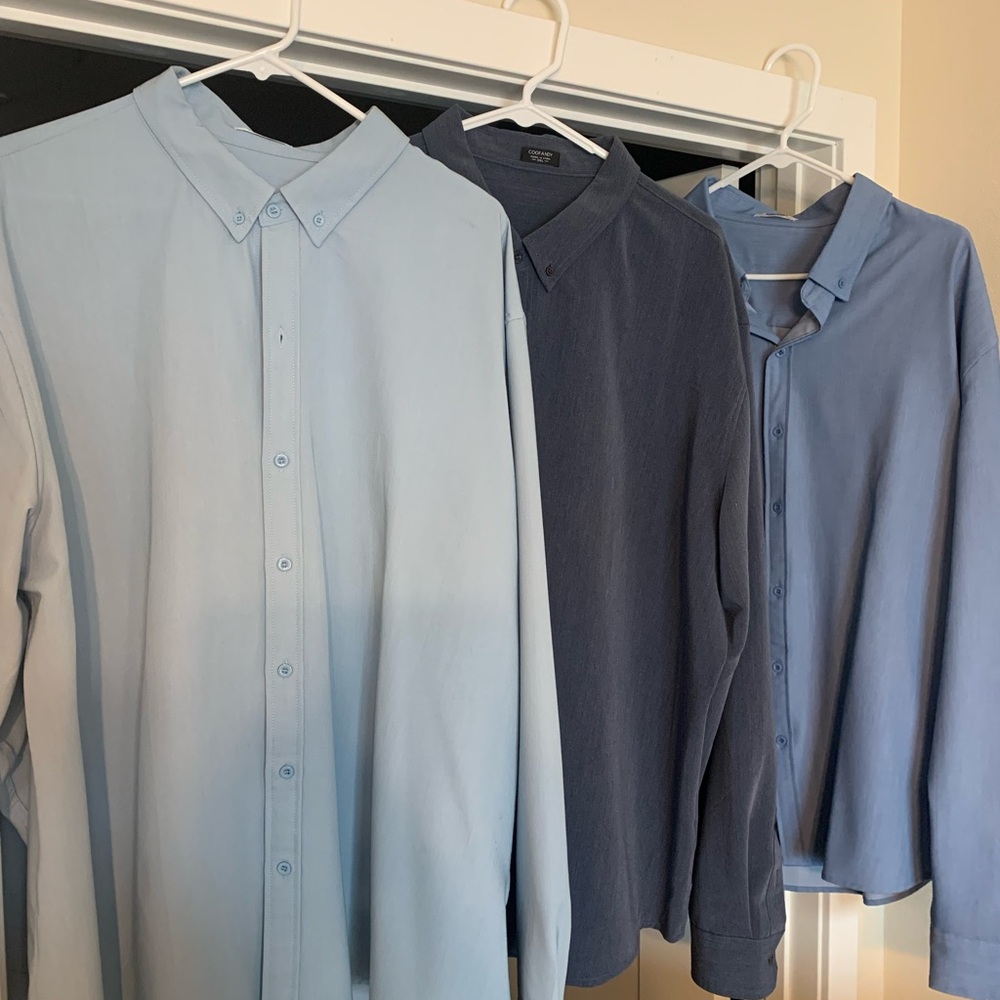 Men's Blue Shirt Collection. Coofandy xxxl.  Heavy fabric. Like new.